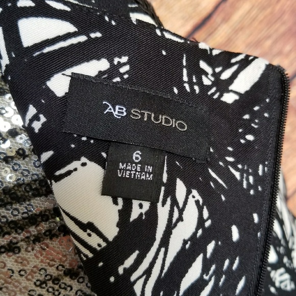 NWT AB Studio black and cream sheath dress size 6 - Picture 7 of 7